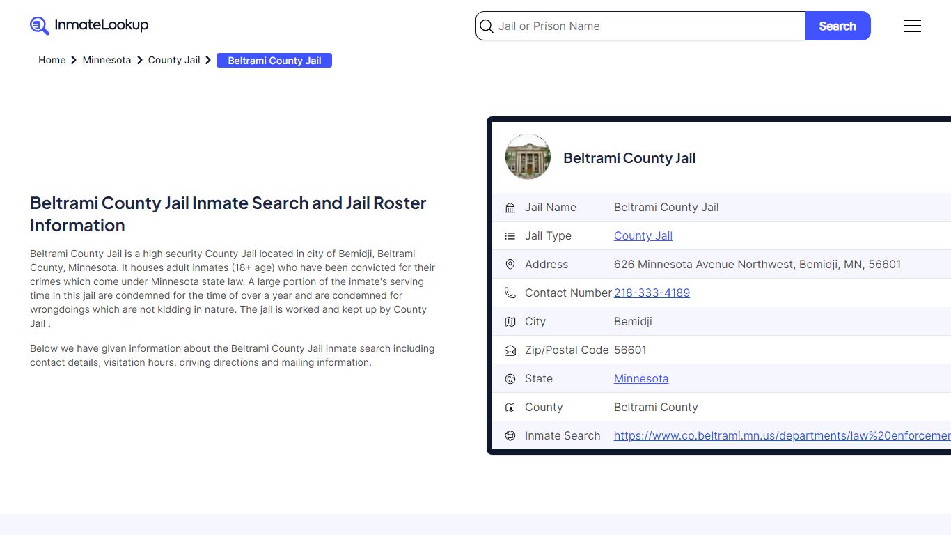 Beltrami County Jail (MN) Inmate Search Minnesota - Inmate Lookup